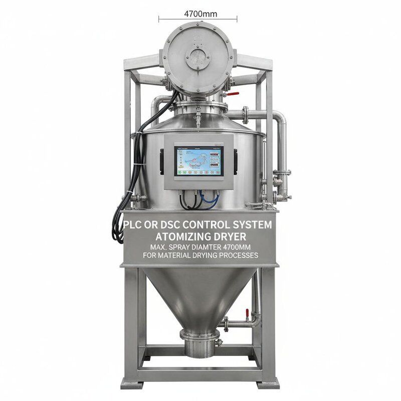 PLC Hoặc Hệ Thống Điều Khiển DSC Máy Sấy Phun Sương Có Đường Kính Phun Tối Đa 4700mm Được Thiết Kế Cho Quy Trình Sấy Vật Liệu